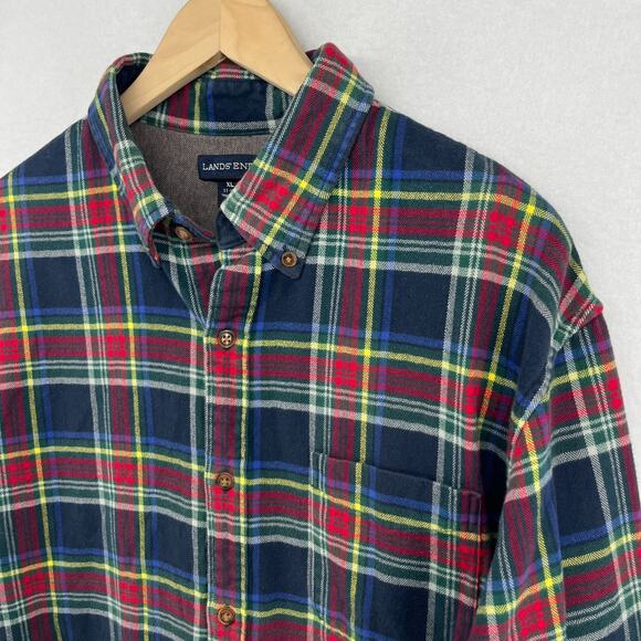 Lands' End Other - LANDS END Shirt Mens XL 17-17.5 Plaid Traditional Fit Flannel Button Down Blue